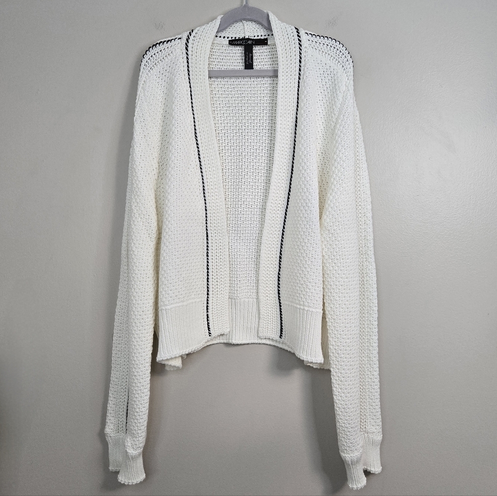 Marc Cain White 100% Cotton Cardigan, Size N5 (10 US) ~ EUC